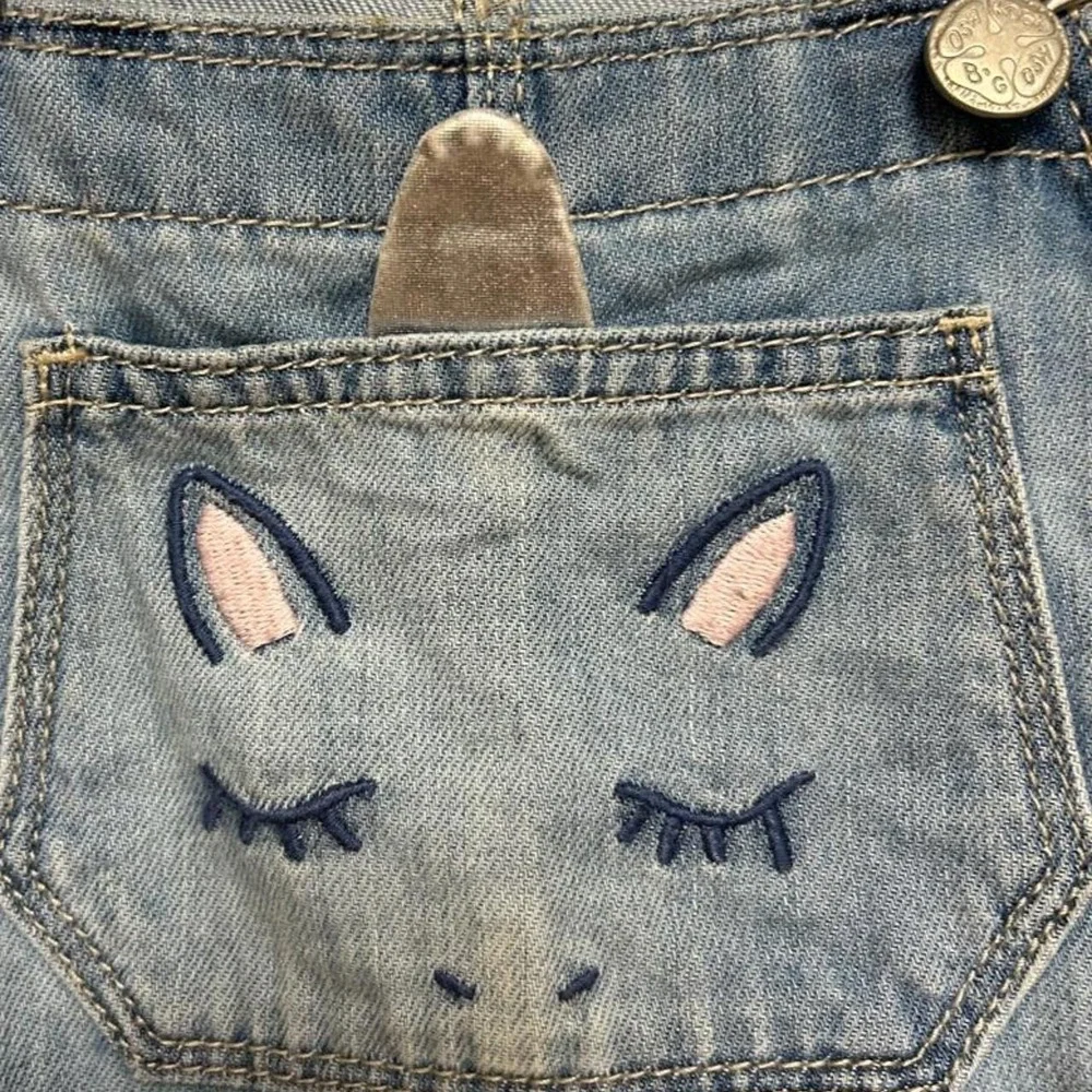 Osh Kosh Unicorn Pink Glitter Denim Overall Dress